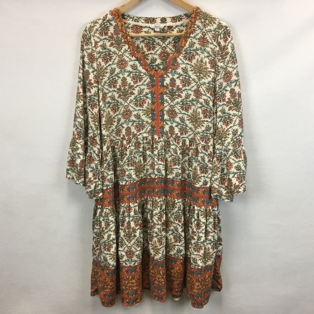 Fat Face Lila Boheme Trapeze Boho Dress Orange Western Festival Size 6 - Picture 2 of 12